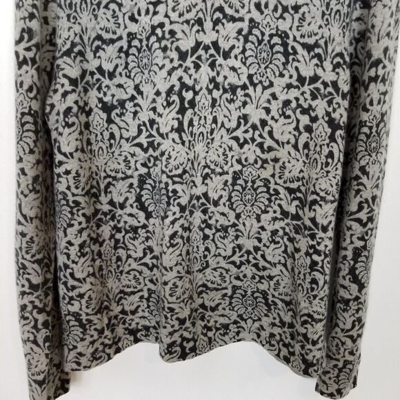 Charter Club Women 2-Ply Cashmere Paisley Print Crewneck Sweater Sz XL  Gray - Picture 3 of 8